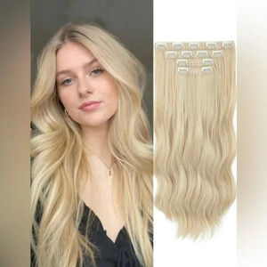 20 In Clip In light Blonde 18/613 Curly Long Hair Extensions For Thick p…